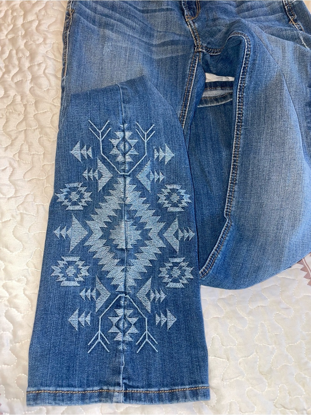 Ariat Blue Embroidered Wide-Leg Jeans - Picture 4 of 4